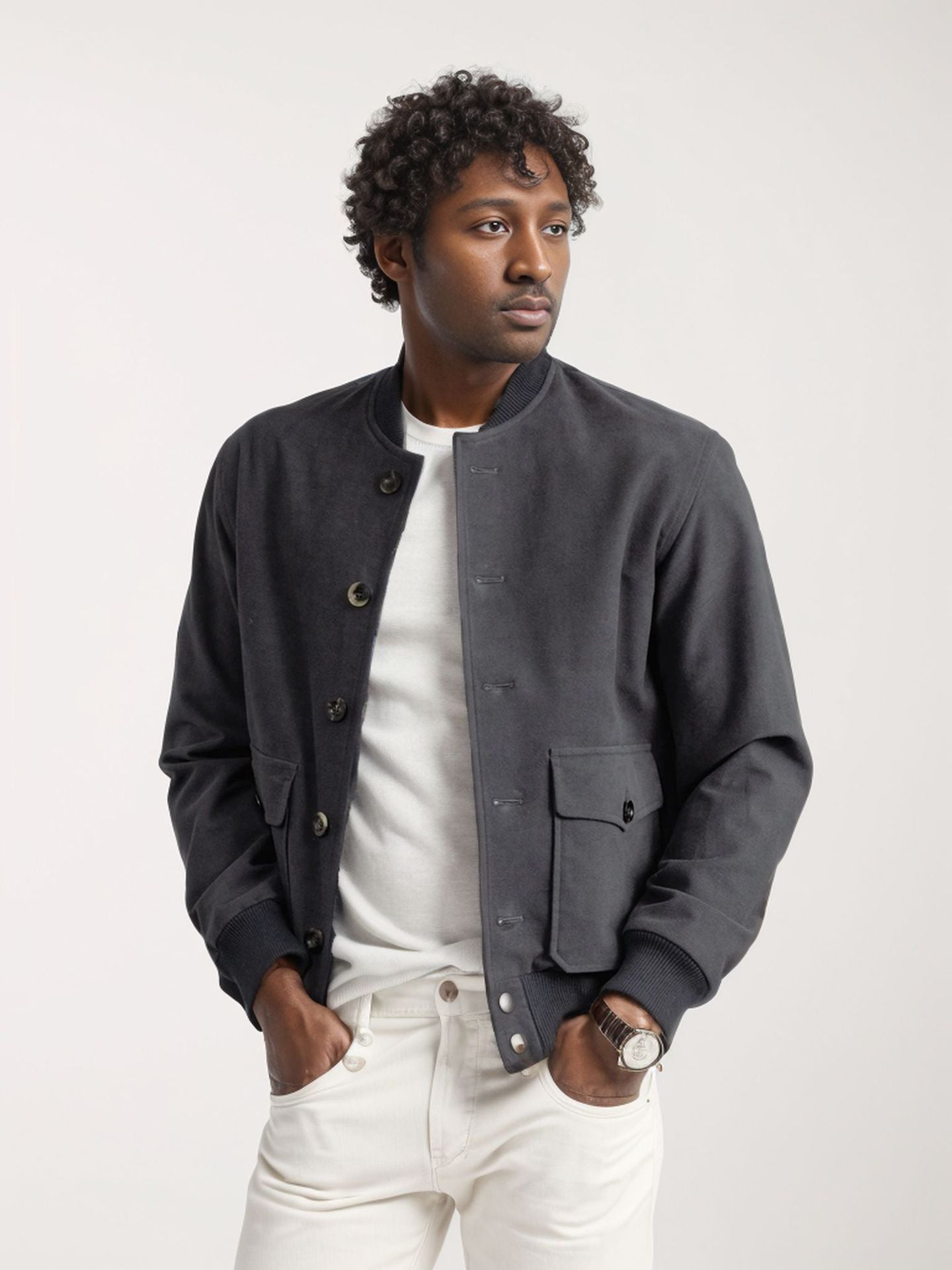 Herren lässige Collegejacke aus weichem Material mit praktischen Taschen WW
