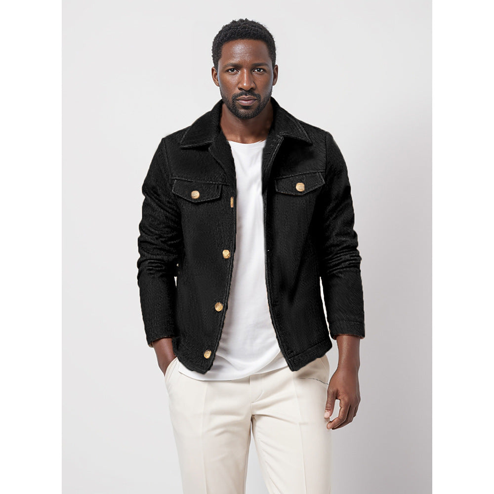 Herren Trendige Baumwolljacke mit goldfarbenen Knöpfen und aufgesetzten Taschen WW