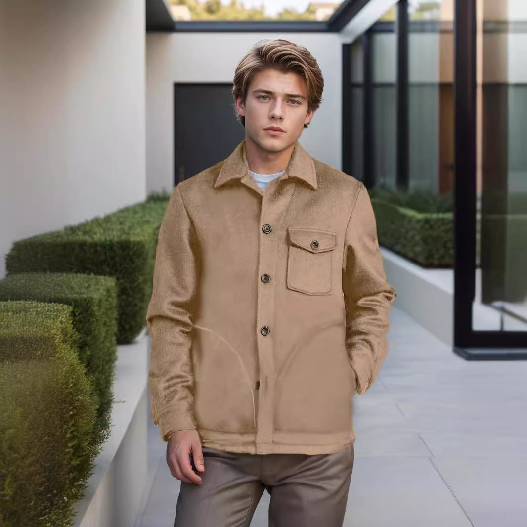 Herren Wolljacke im strukturierten Design mit praktischer Brusttasche WW