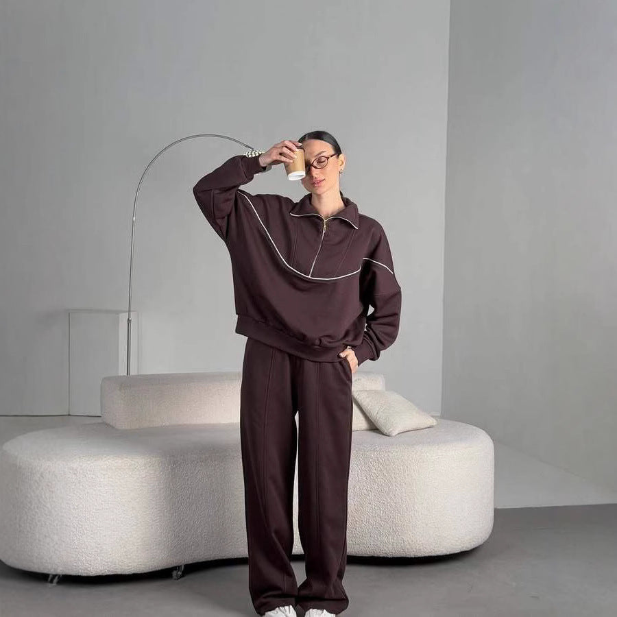 Damen sportliches Hoodie- und Jogginghose-Set mit elastischem Bund WW