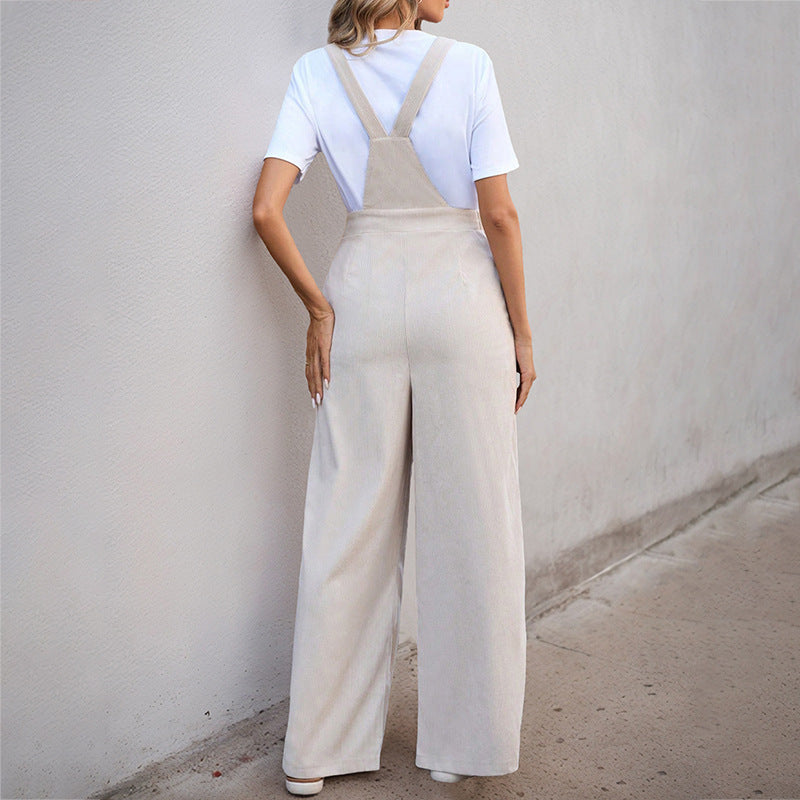 Damen Lässiger Overall mit weitem Bein und verstellbaren Trägern WW