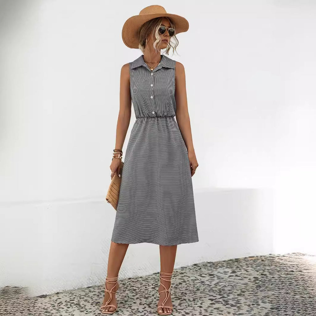 Damen Hemdblusenkleid im lässigen Freizeitstil mit Taillengürtel und Knopfdetails WW