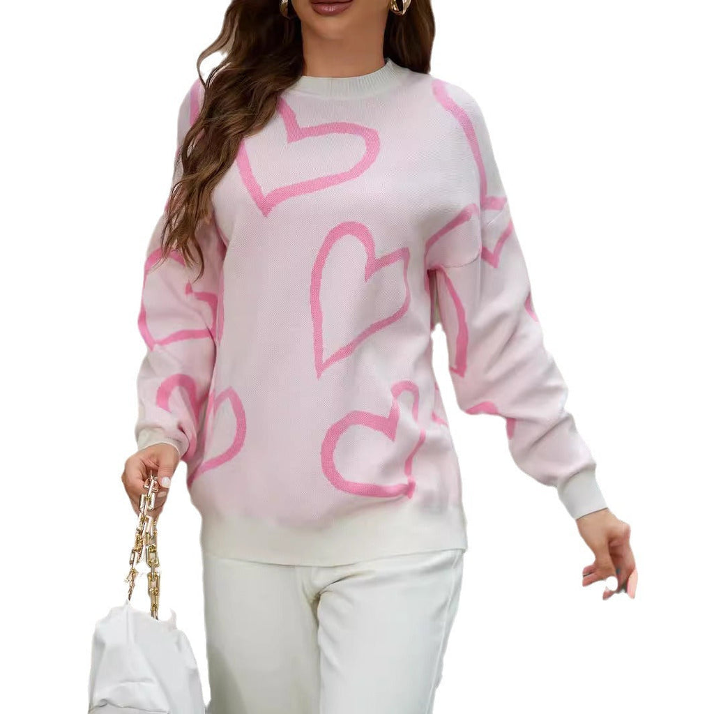 Damen Strickpullover mit Herzmotiv und lässiger Passform WW