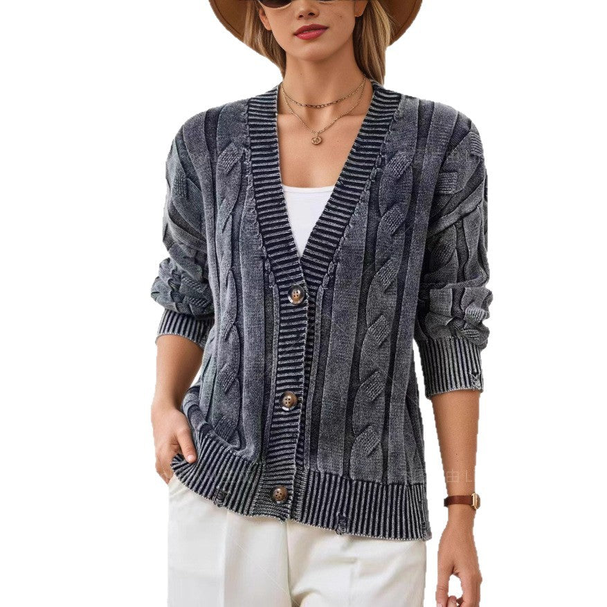 Damen offene Strickjacke mit Zopfmuster und zeitlosem Design WW