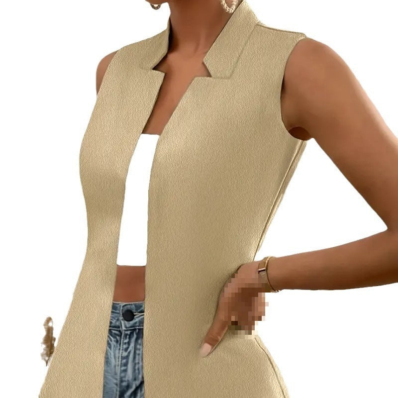 Damen ärmellose Blazerjacke mit modernem Schnitt und eleganten Details WW