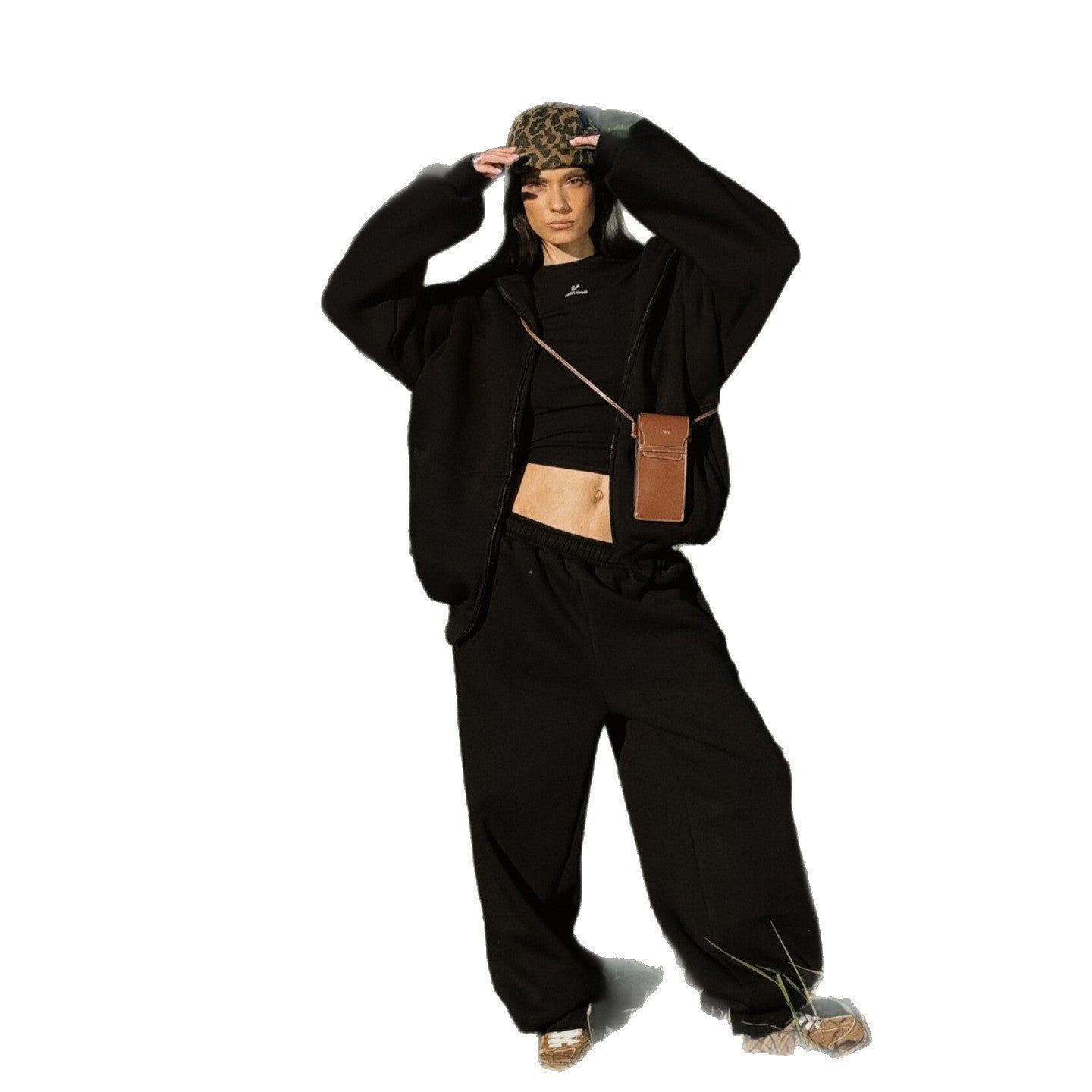 Damen lässige Fleece-Jacke mit hohem Kragen und großzügigen Taschen WW