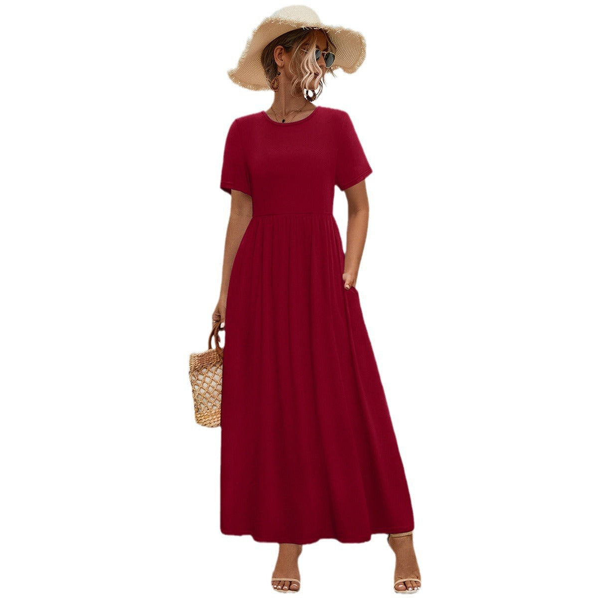 Damen Maxikleid mit Taschen und elastischem Bund WW