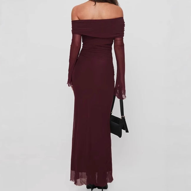 Damen Ärmelloses Maxi-Kleid mit Rüschendetails und schulterfreiem Design WW