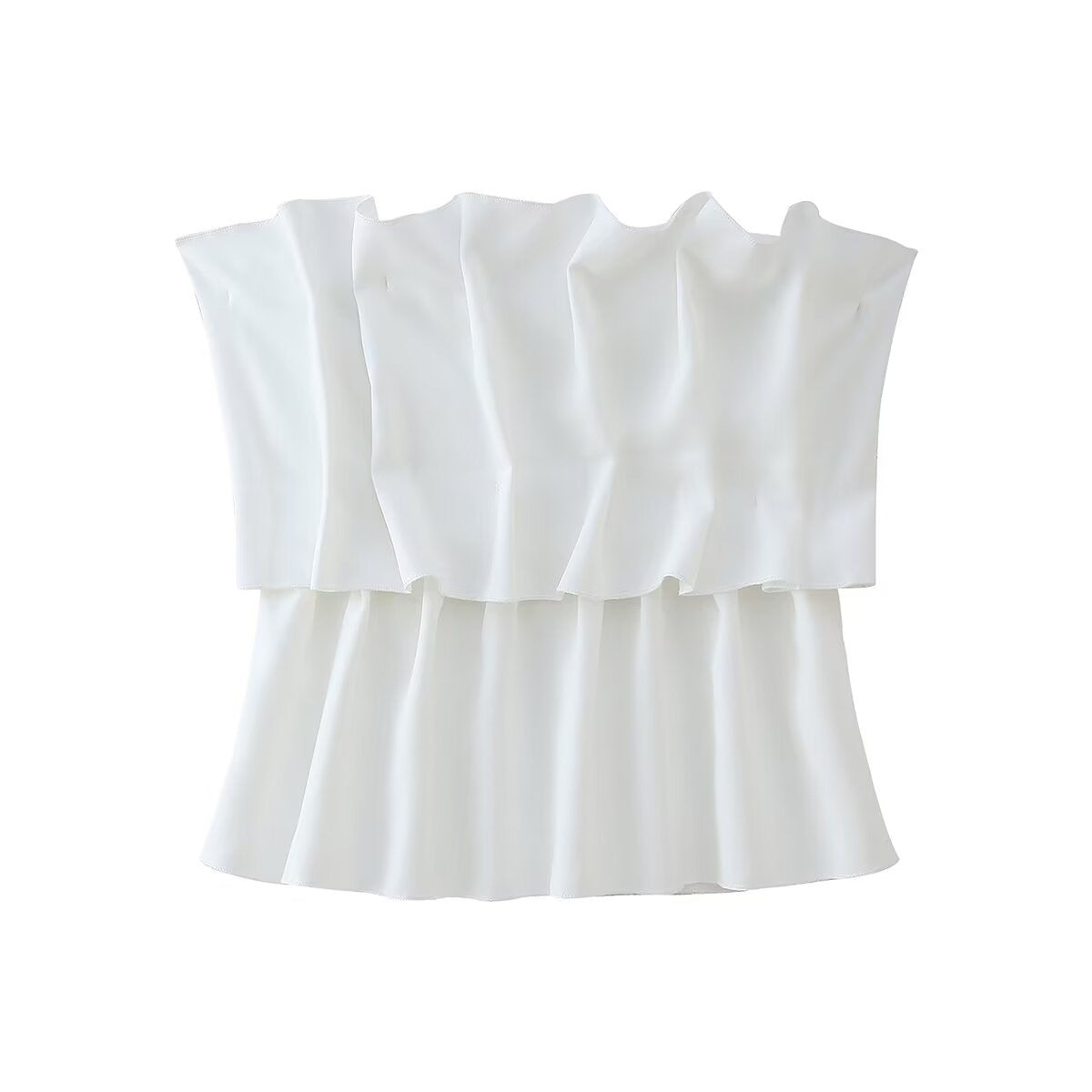 Damen ärmelloses Blusentop mit voluminösem Rüschendesign WW