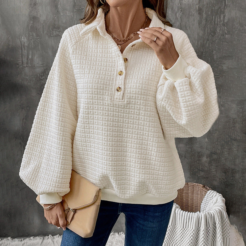 Damen Fleece-Pullover mit Holzknopf-Details und lässigem Schnitt WW