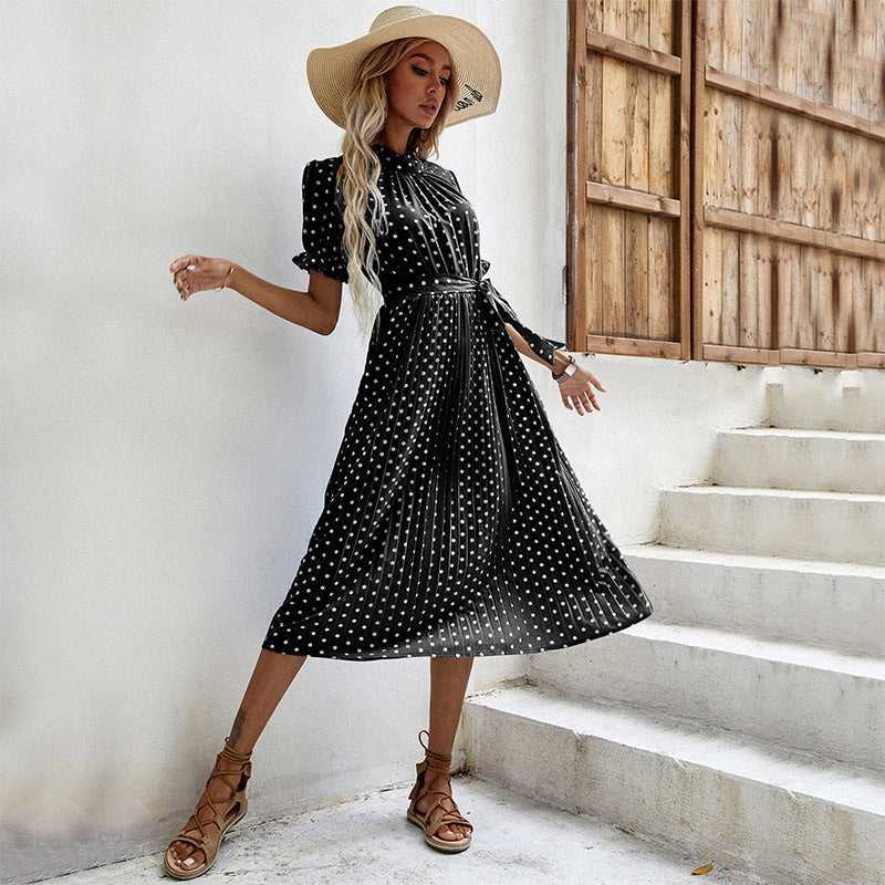 Damen Midi-Kleid mit feinen Rüschendetails und Bindegürtel WW