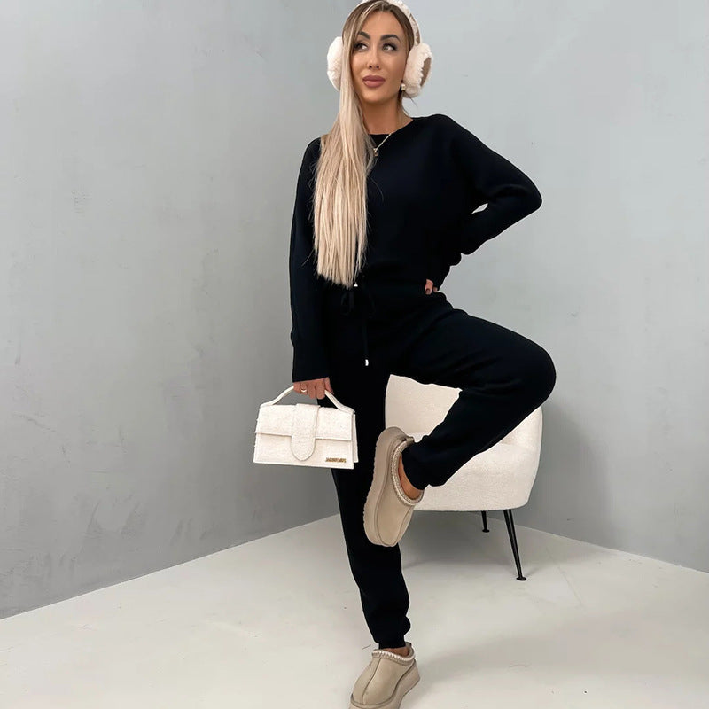 Damen luxuriöses Fleece-Loungewear-Set mit weichem Pullover und Jogginghose WW