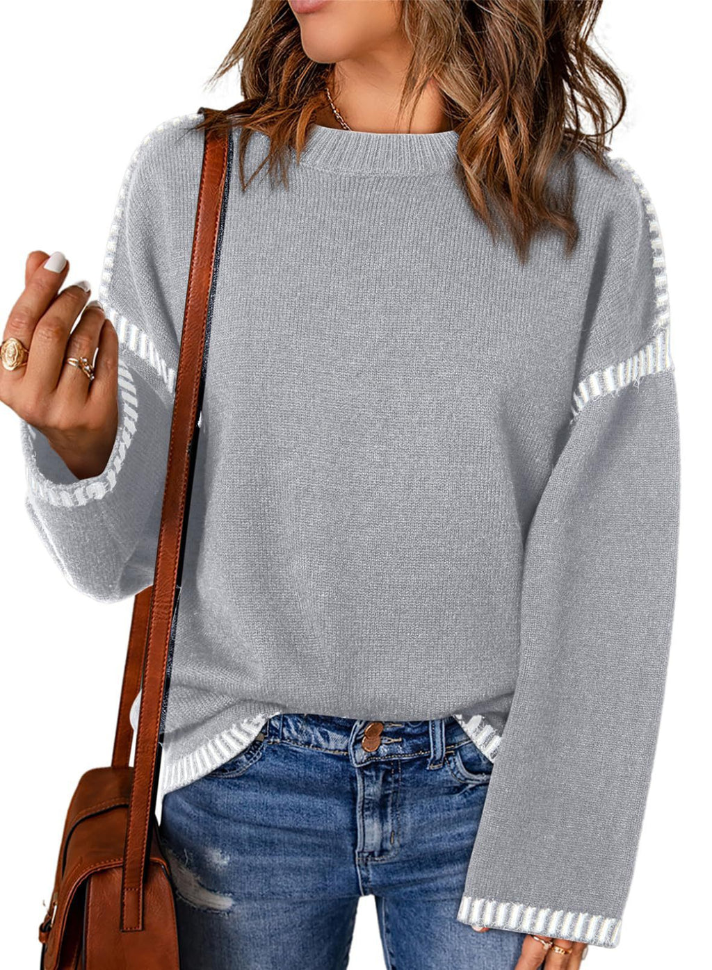 Damen lässiger Pullover mit strukturiertem Detail und seitlichem Schlitz WW