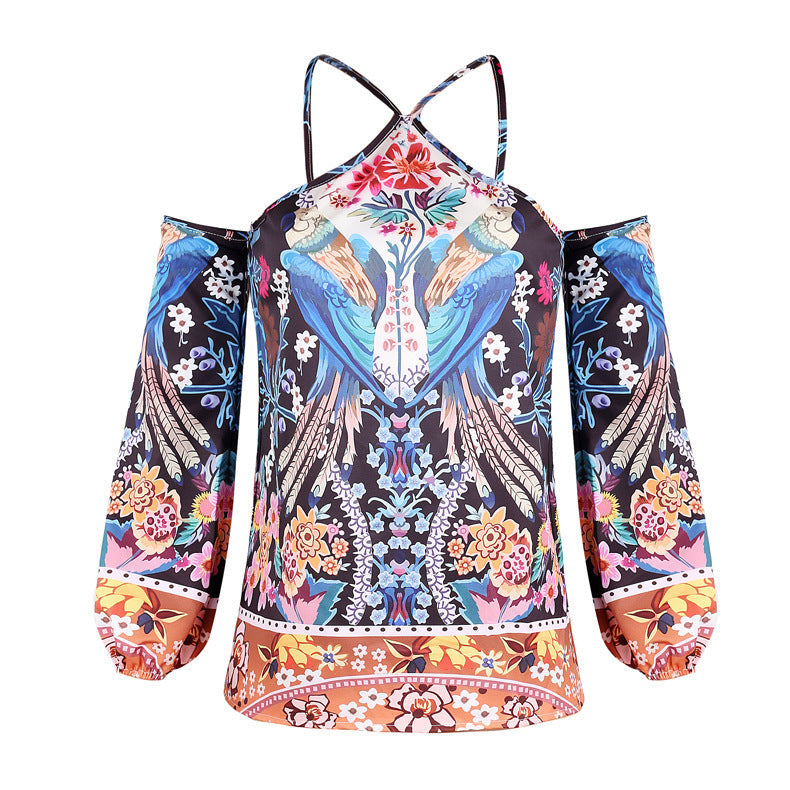 Damen Bluse mit offenen Schultern und floralem Design WW