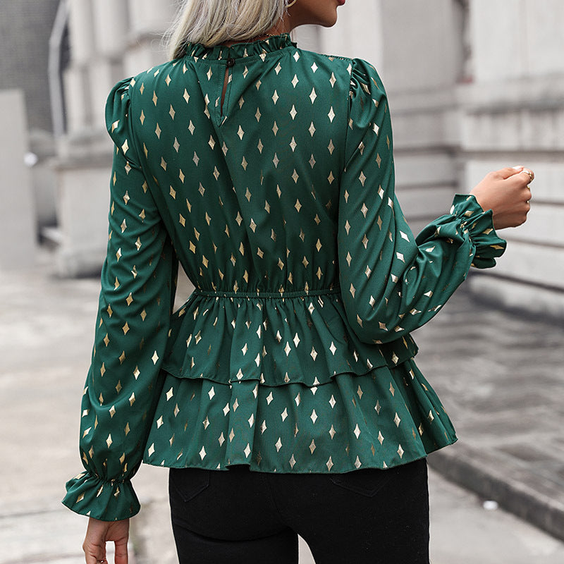 Damen Trendige Bluse mit Rüschendetails und strukturiertem Obermaterial WW