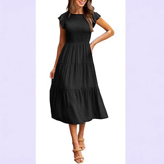Damen Maxikleid mit voluminösem Rock und elastischem Oberteil WW