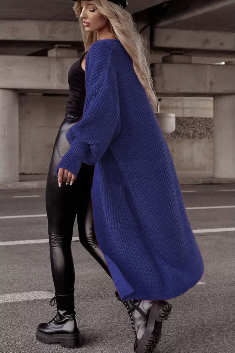 Damen Langer Strickcardigan mit tieferem Rückensaum und lässigem Schnitt WW
