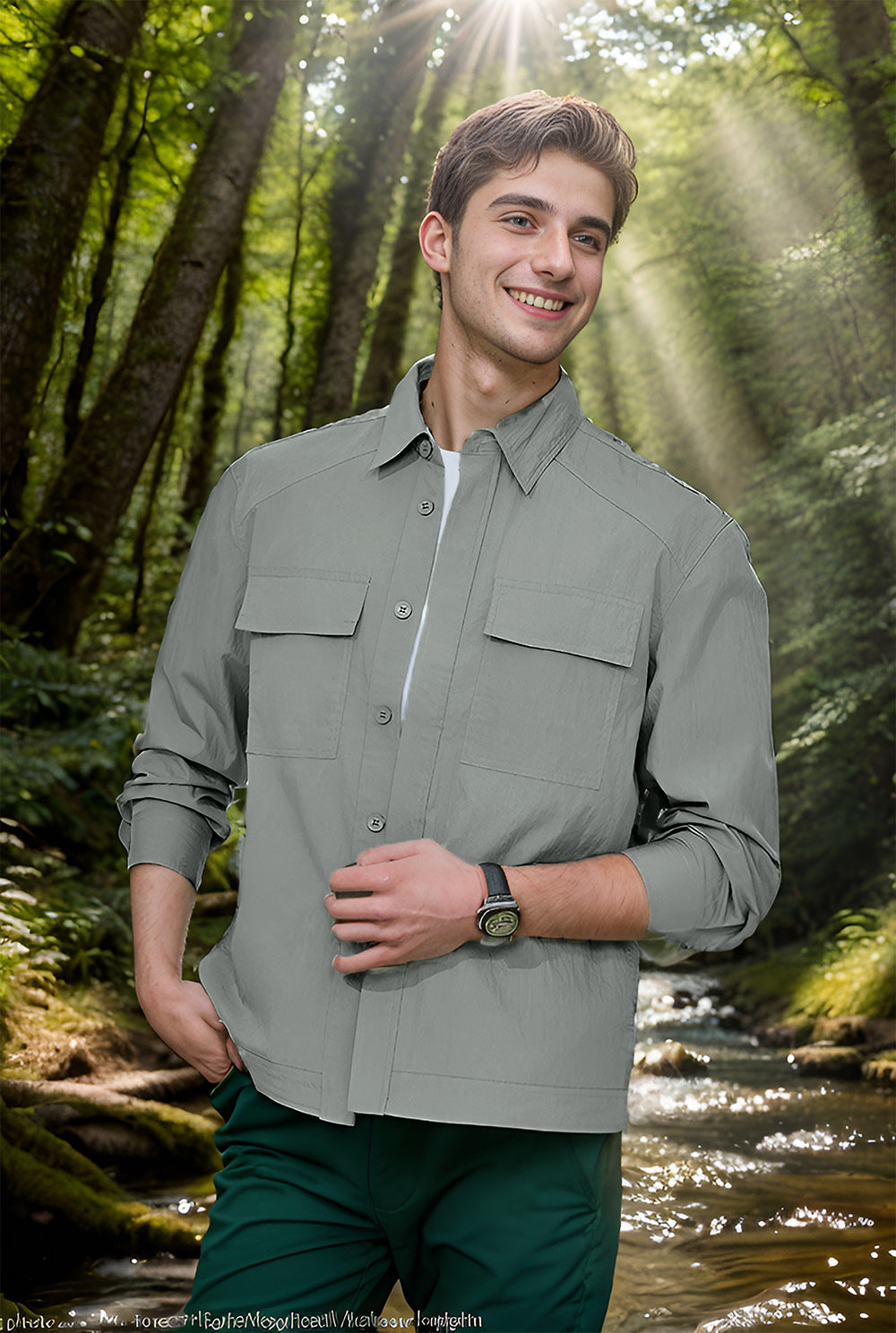 Herren Mehrzweck-Camp-Shirt mit praktischen Taschen und atmungsaktiven Eigenschaften WW