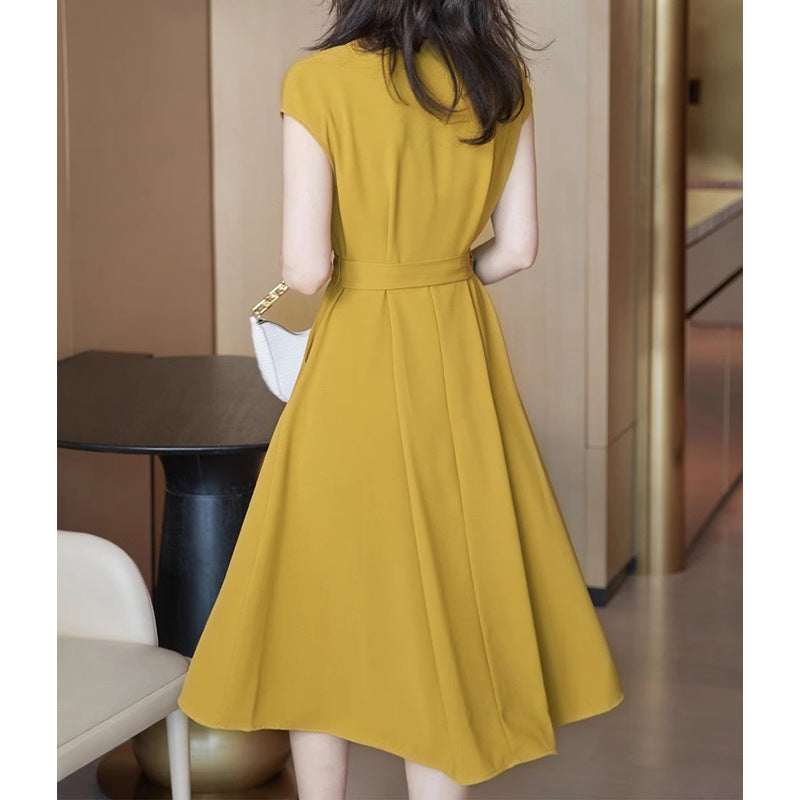 Damen A-Linien Midi Kleid mit eleganten Falten WW