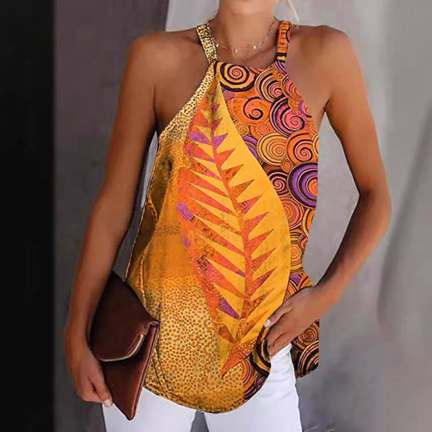 Damen ärmelloses Oberteil mit kreativem Foliendesign WW