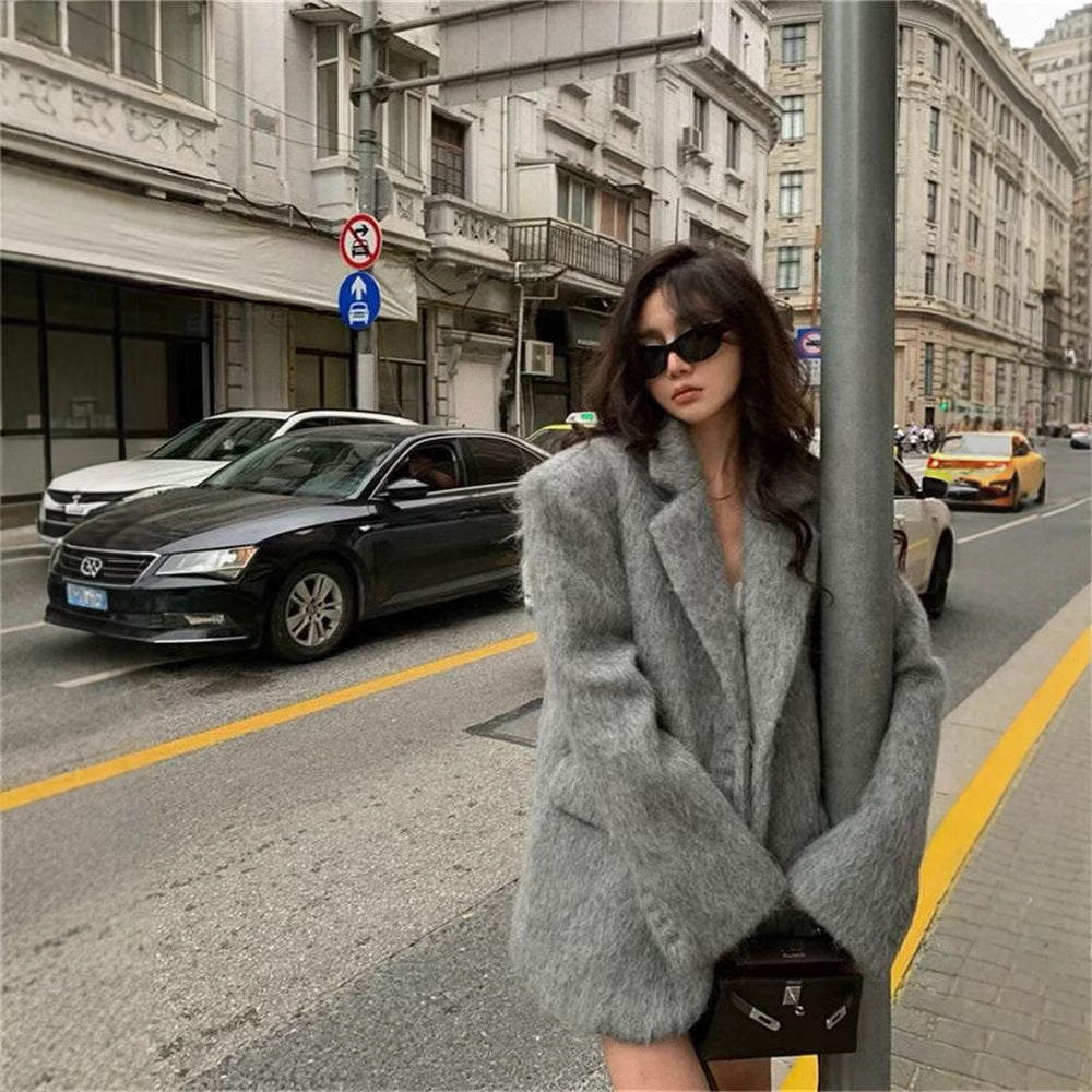 Damen Modischer Oversized-Blazer mit luxuriösem Futter WW