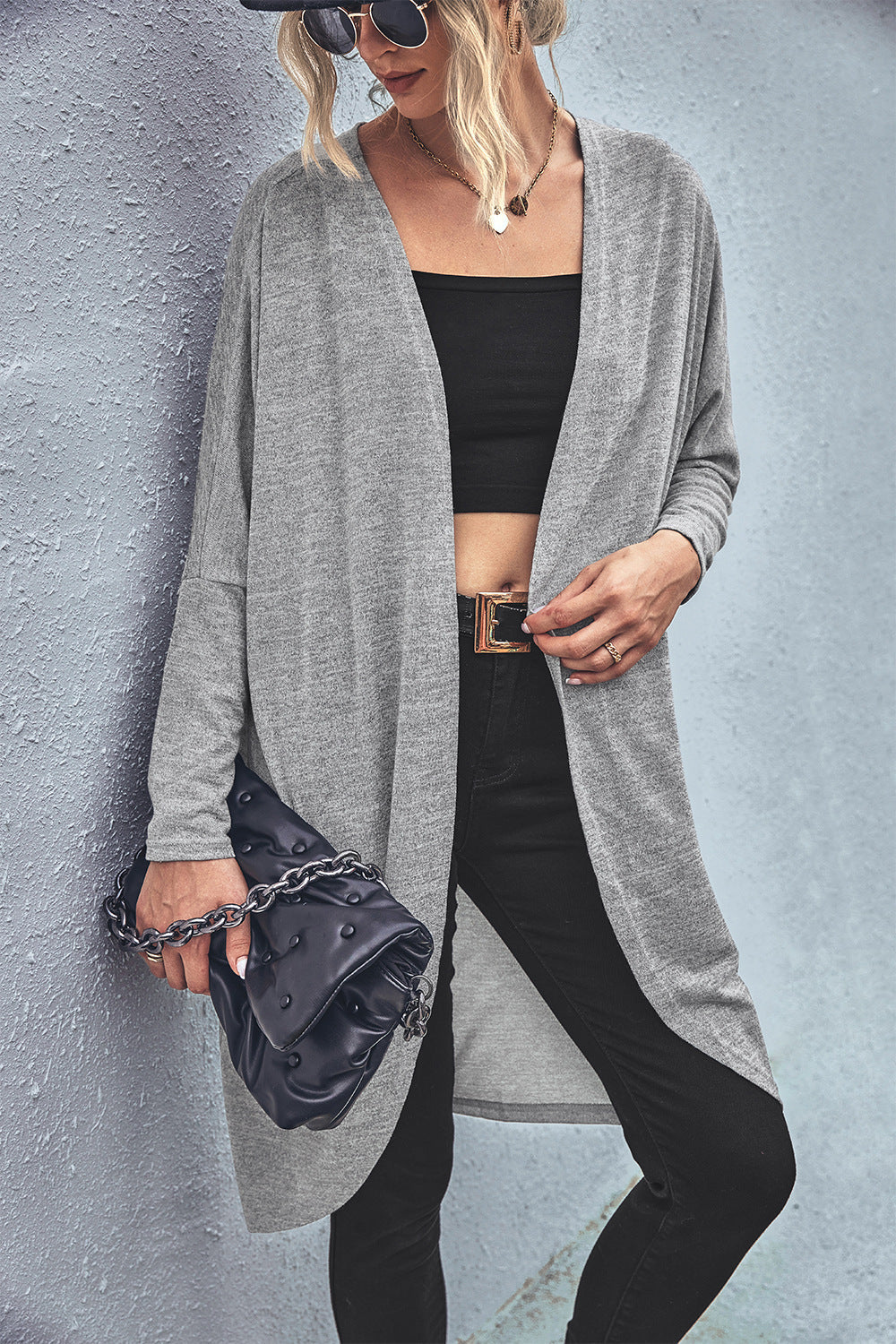 Damen Oversized Cardigan aus weichem Strickmaterial mit offenem Schnitt WW