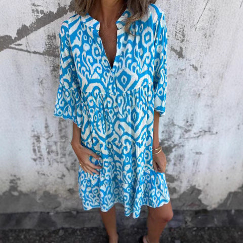 Damen lässiges Kleid mit einzigartigem Muster und bequemen Schnitt WW