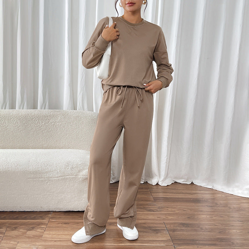 Damen sportliches Sweatshirt- und Jogginghose-Set mit elastischem Bund WW