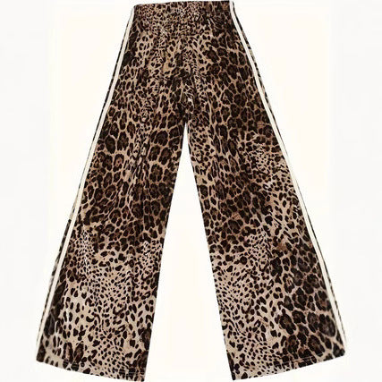 Damen Sportliche Pantoletten mit Leopardenmuster und seitlichen Streifen WW
