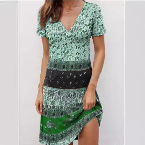 Damen lässiges Sommerkleid mit floralem Design und schwingendem Saum WW