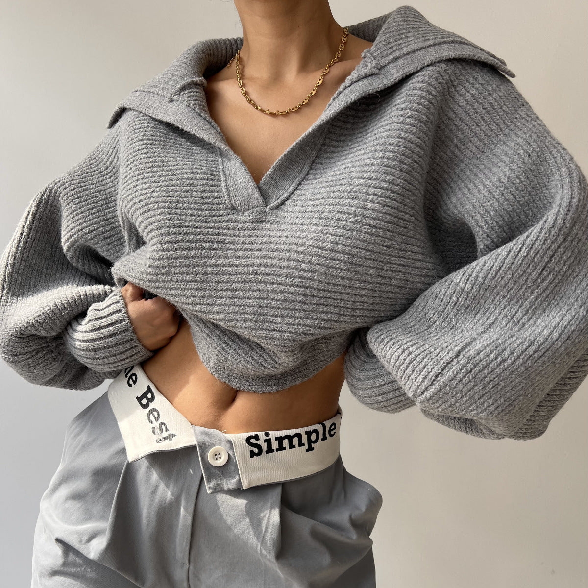 Damen Modischer Strickpullover mit oversized Schnitt WW