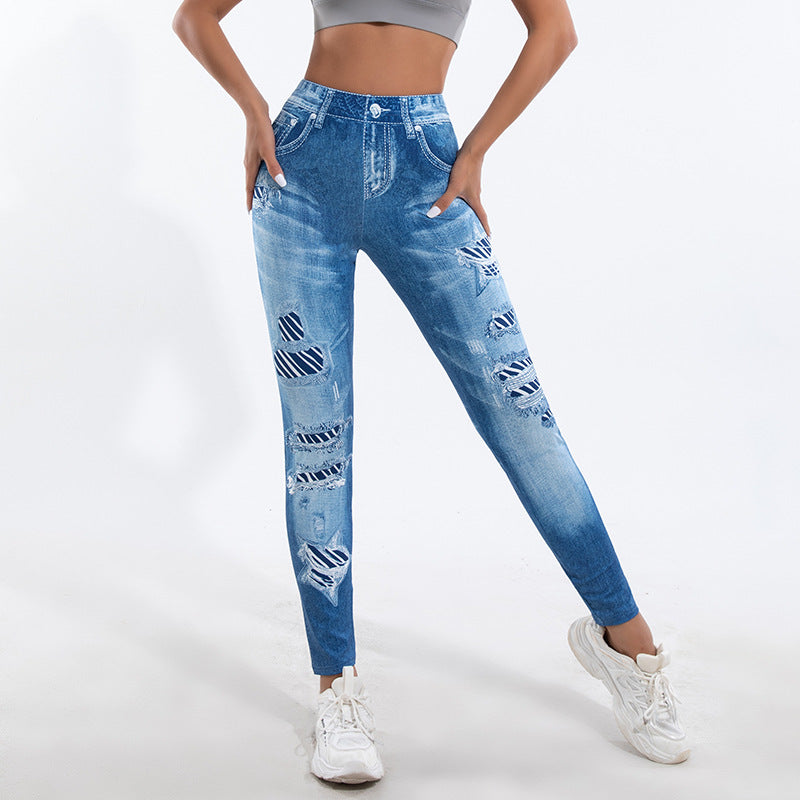 Damen Leggings mit verspielten Cut-Out-Details und dekorativen Bändern WW