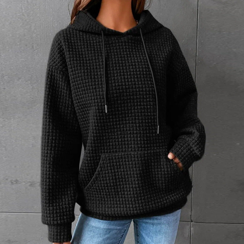 Damen Texturiertes Waffle Strick Hoodie WW