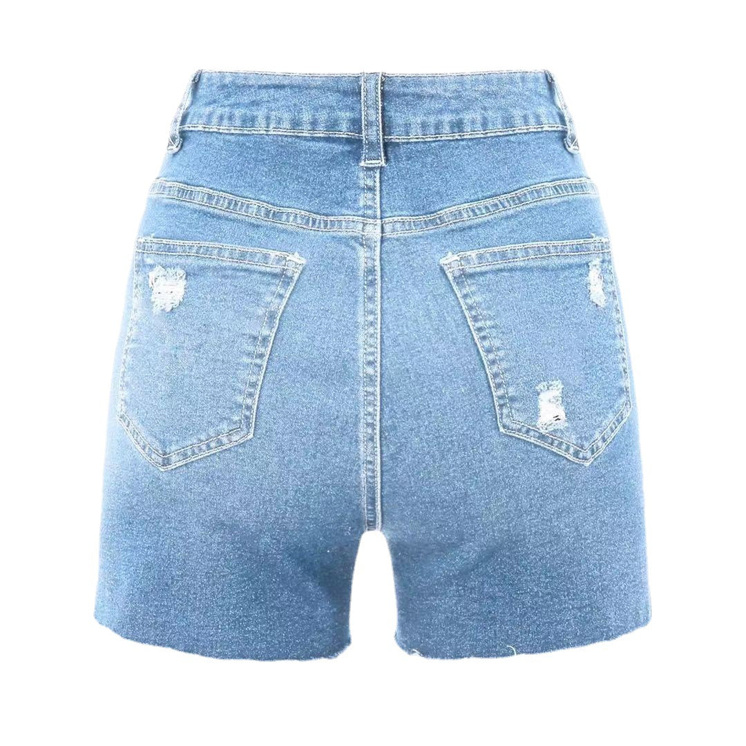 Damen Jeans-Shorts mit modischen Distressed-Details WW