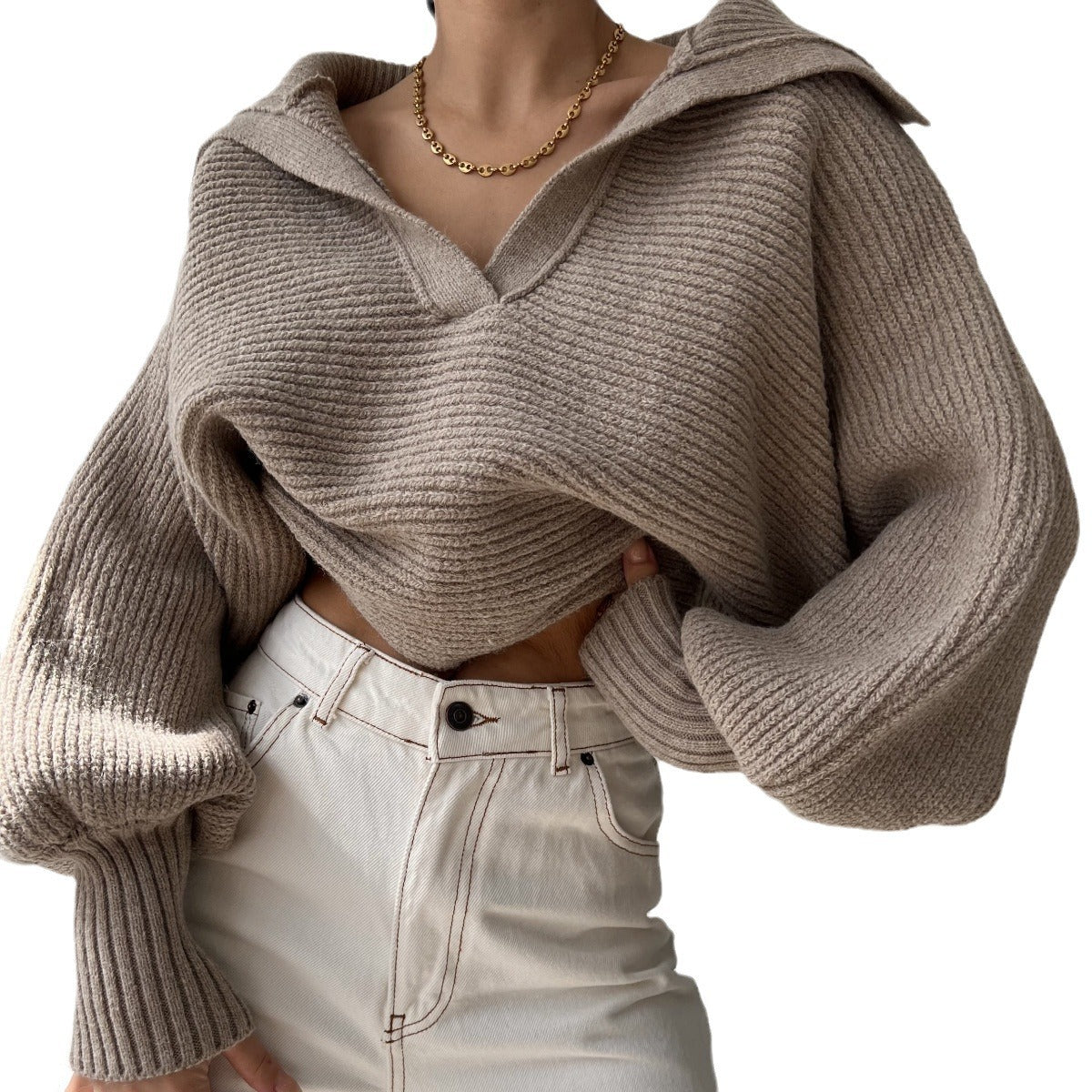 Damen Modischer Strickpullover mit oversized Schnitt WW