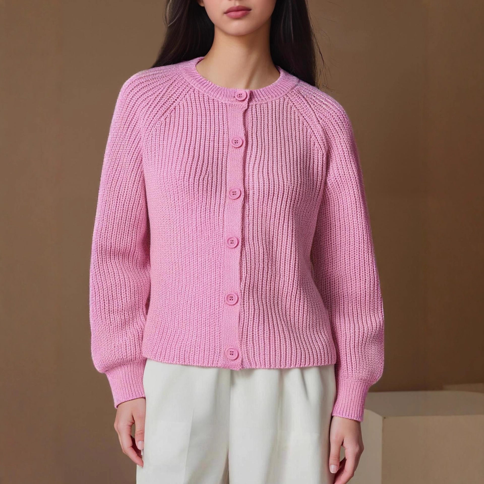 Damen Strickjacke mit feinem Rippenmuster und geschützten Knöpfen WW