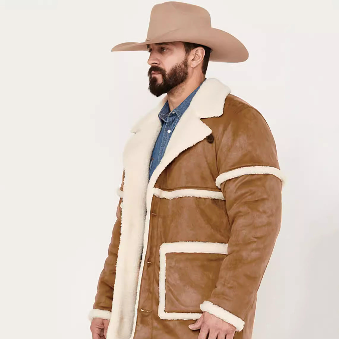 Herren Lammfelljacke mit vollem Kunstfellfutter und praktischen Taschen WW