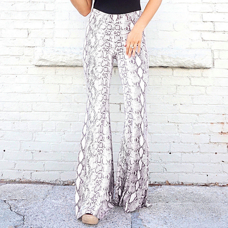 Damen Flared-Leggings im eleganten Schlangenleder-Look WW