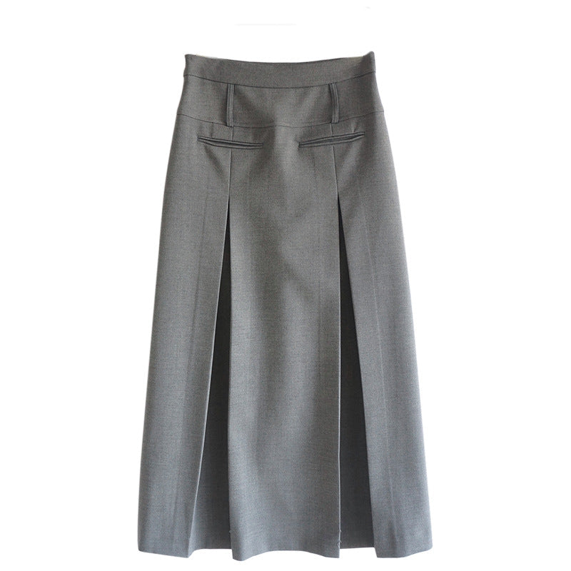 Damen A-Linien Midi Rock mit Taschen WW