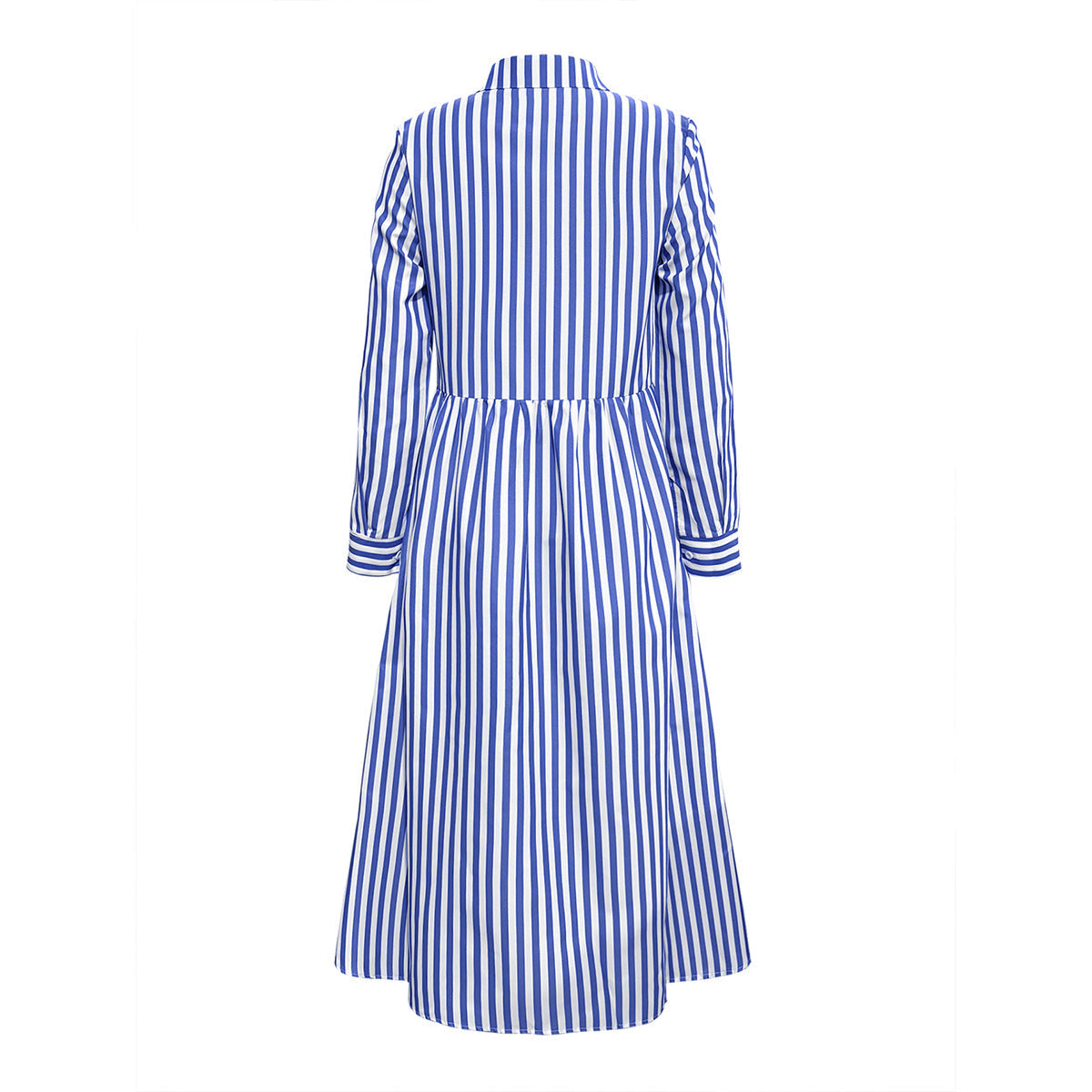 Damen Hemdblusenkleid mit vertikalem Streifenmuster und eleganter Knopfleiste WW