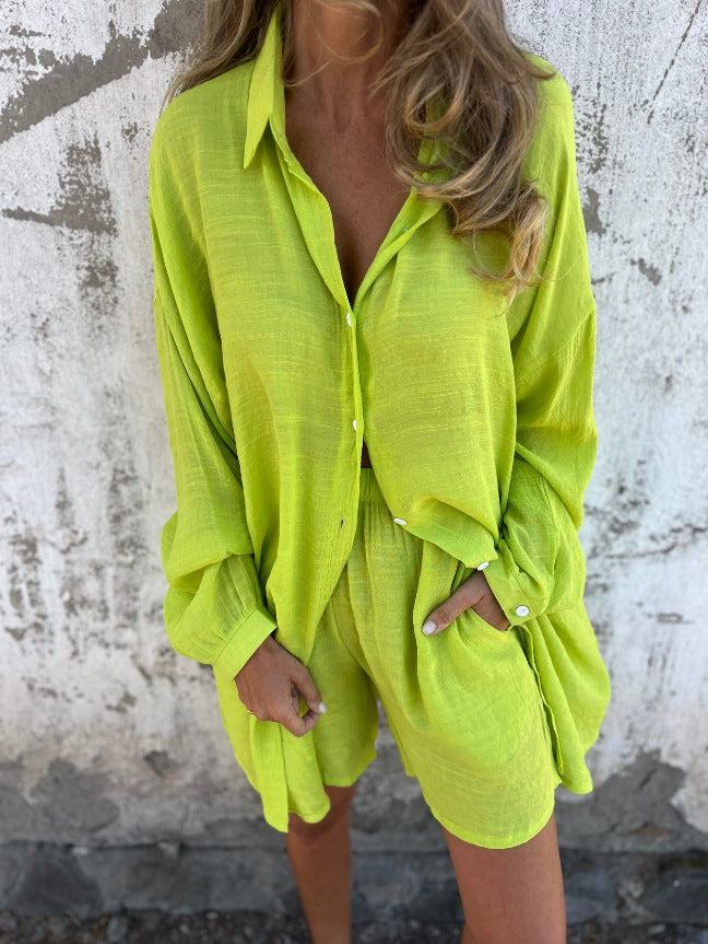 Damen lange Bluse mit durchgehender Knopfleiste und lässigem Schnitt WW