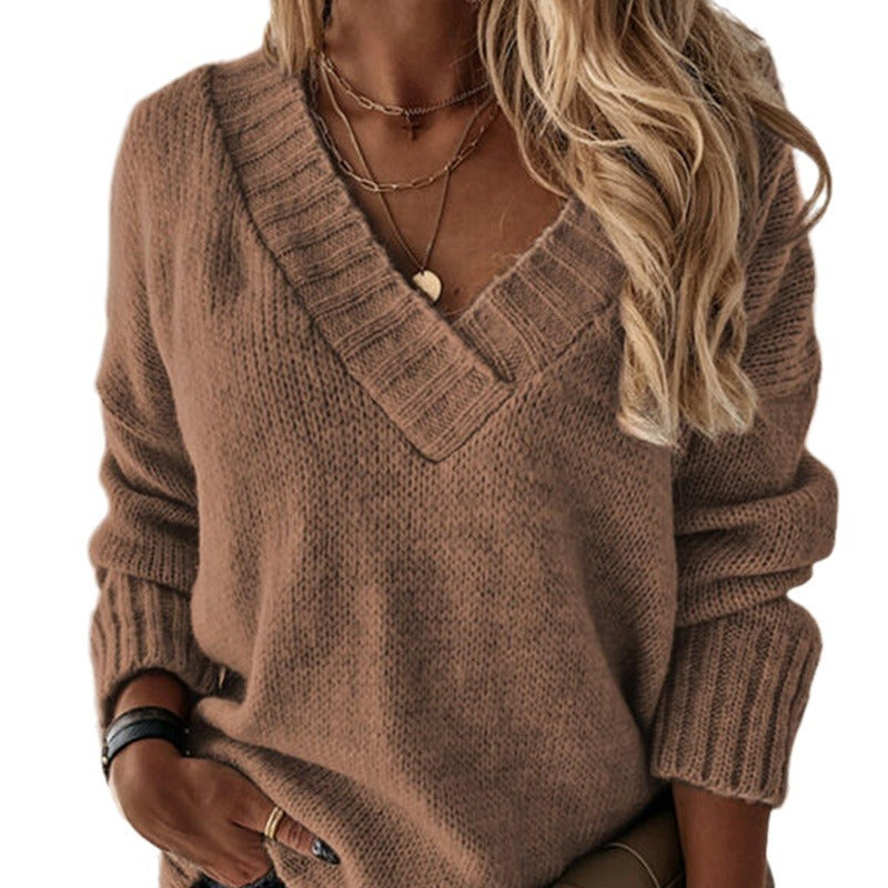 Damen V-Ausschnitt Pullover mit strukturierter Strickoptik WW