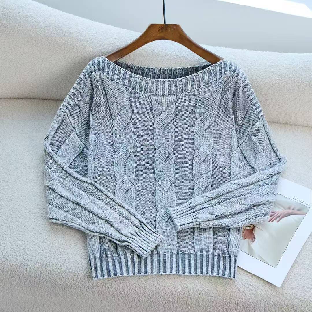 Damen Pullover im modernem Zopfdesign mit übergroßer Silhouette WW