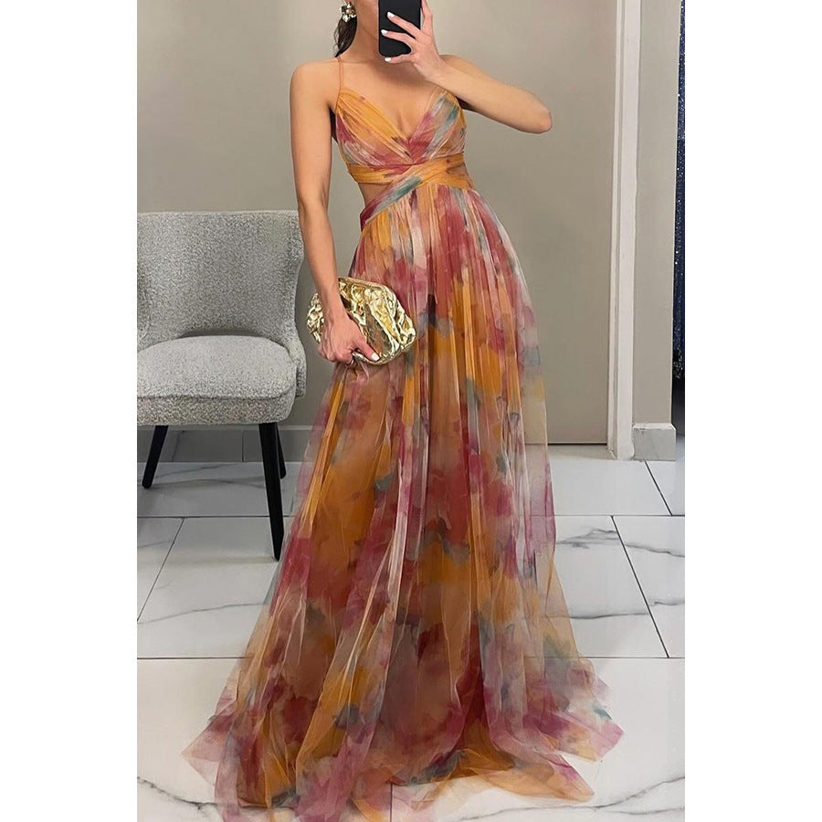 Damen Abendkleid mit fließendem Chiffon und eleganter Wickeloptik WW