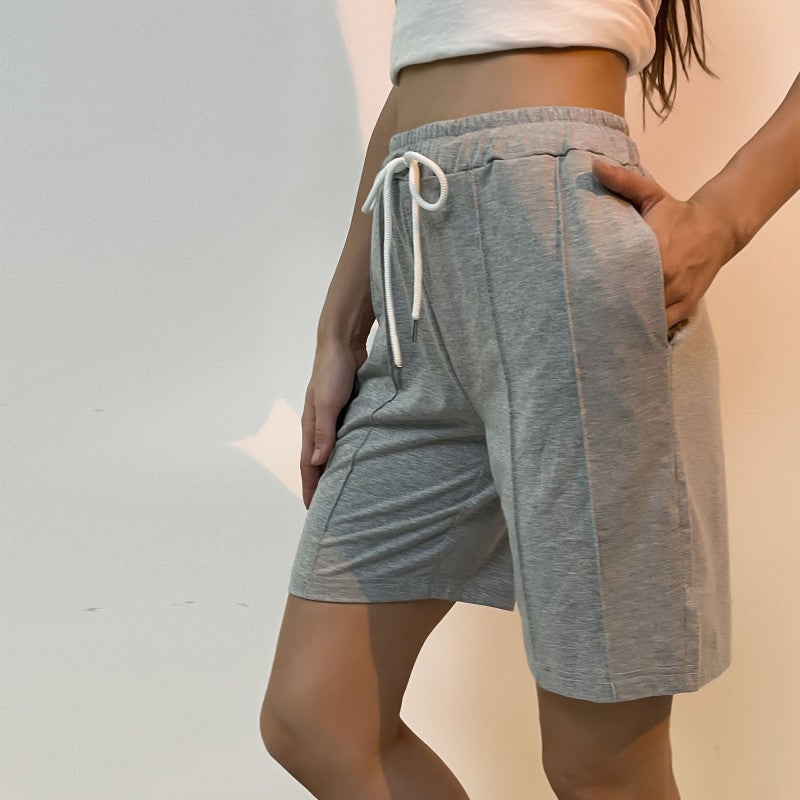 Damen bequeme Freizeit-Shorts mit elastischem Bund und sportlichen Kontrastnähten WW
