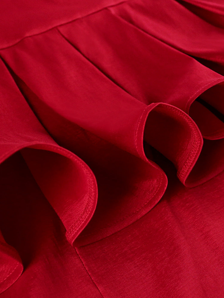 Damen Abendkleid mit asymmetrischem Volant und schwingendem Saum WW