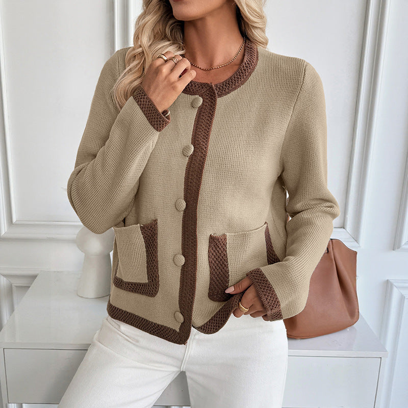 Damen Strickjacke mit dekorativen Knopfdetails und praktischen Taschen WW