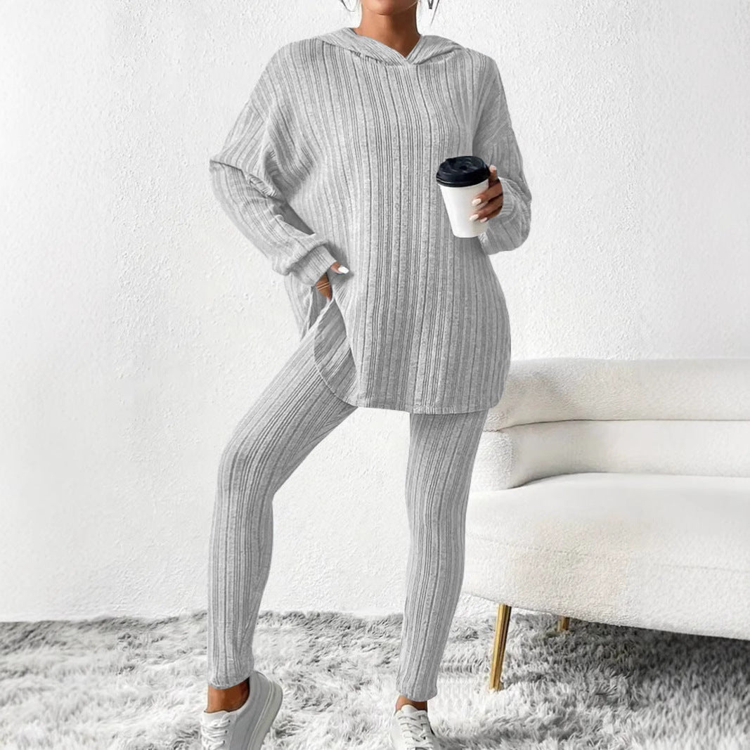 Damen gemütliches Strick-Set mit oversized Oberteil und enganliegenden Leggings WW