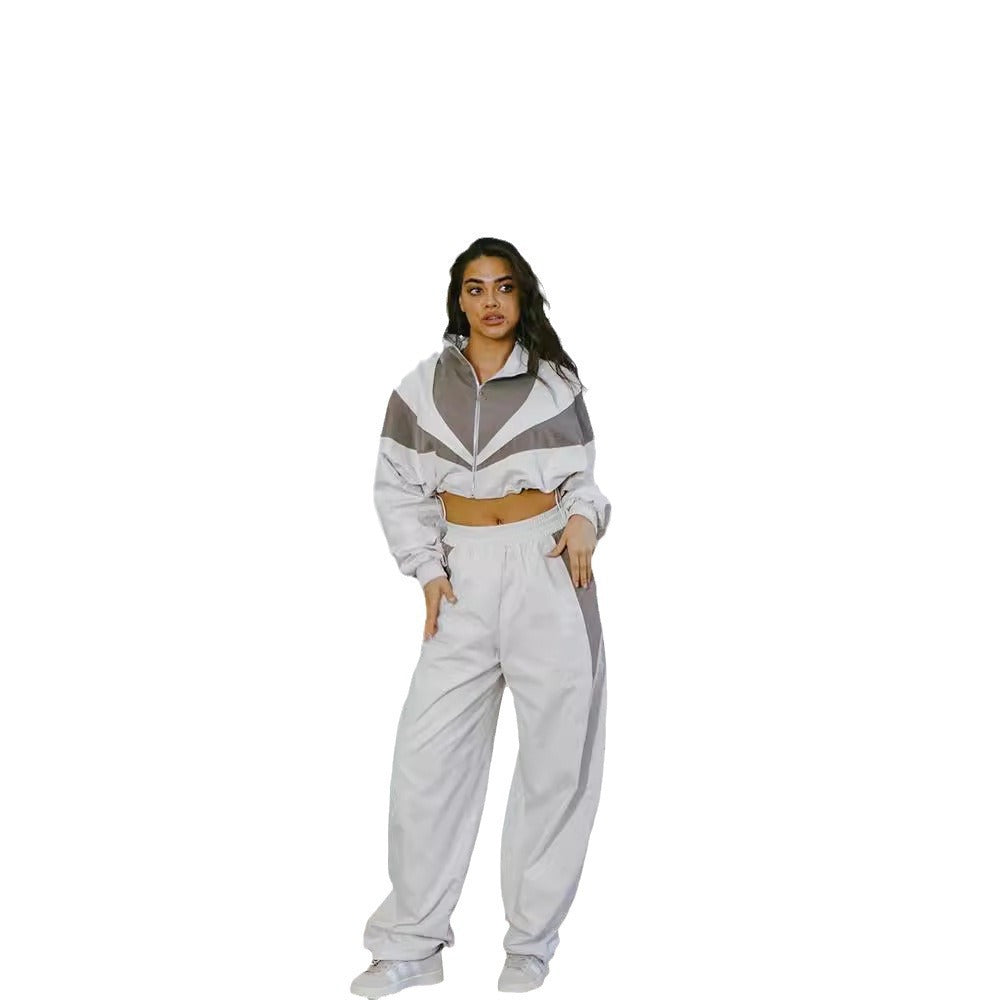 Damen Sportliches Oversized Trainingsset mit Kontrastdetails WW