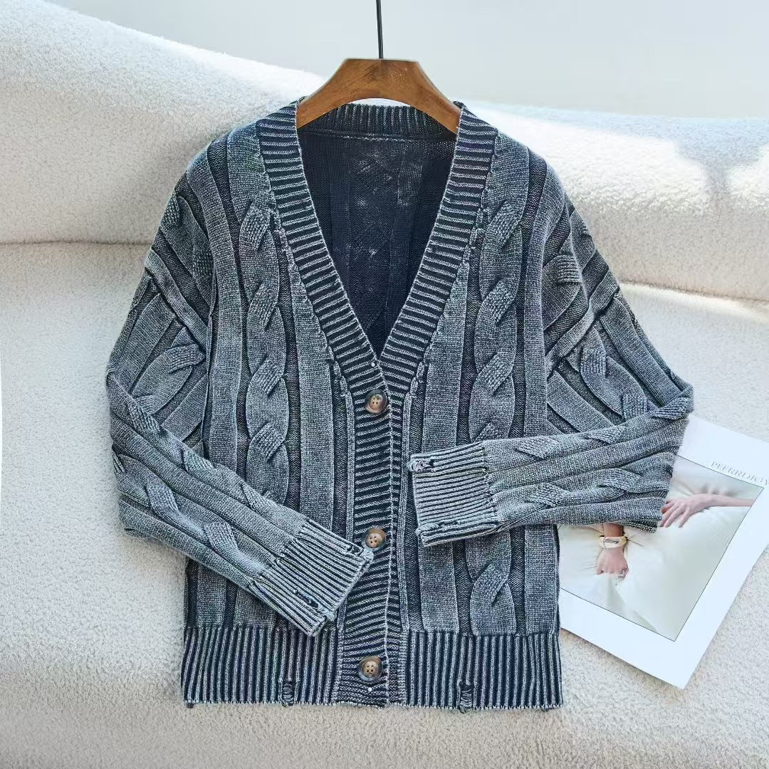 Damen offene Strickjacke mit Zopfmuster und zeitlosem Design WW